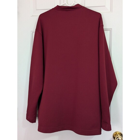 Nike Golf Shirt Men's Large Maroon White Waffle Knit Long Sleeve Stretch Dri Fit - Picture 2 of 8